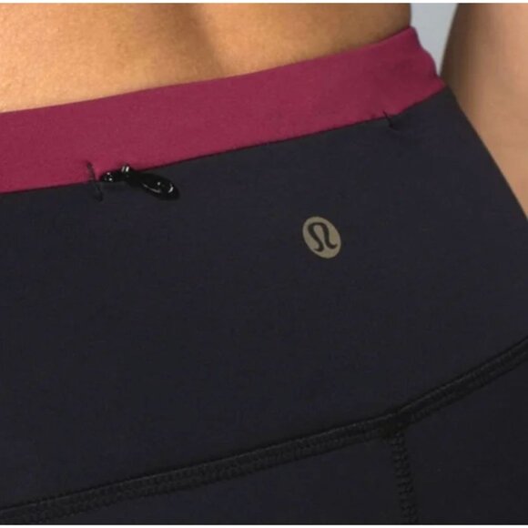 Lululemon All You Need Colorblock Leggings Tights 2 Black Dashing Purple Magenta - Picture 4 of 10